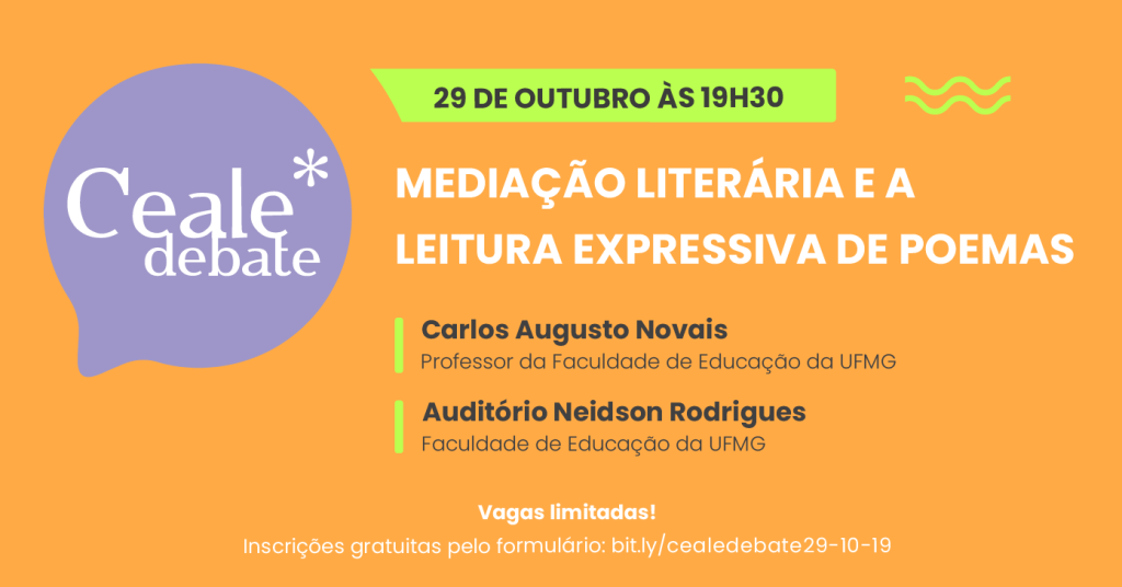 Ceale Debate de outubro discute mediação literária na leitura expressiva de poemas