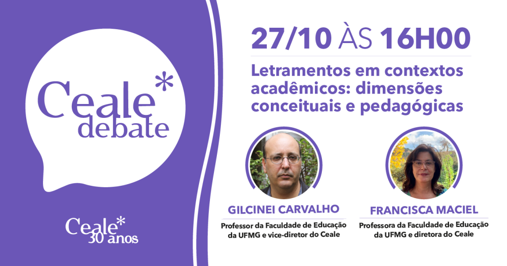 Live de outubro do Ceale Debate discute letramentos em contextos acadêmicos