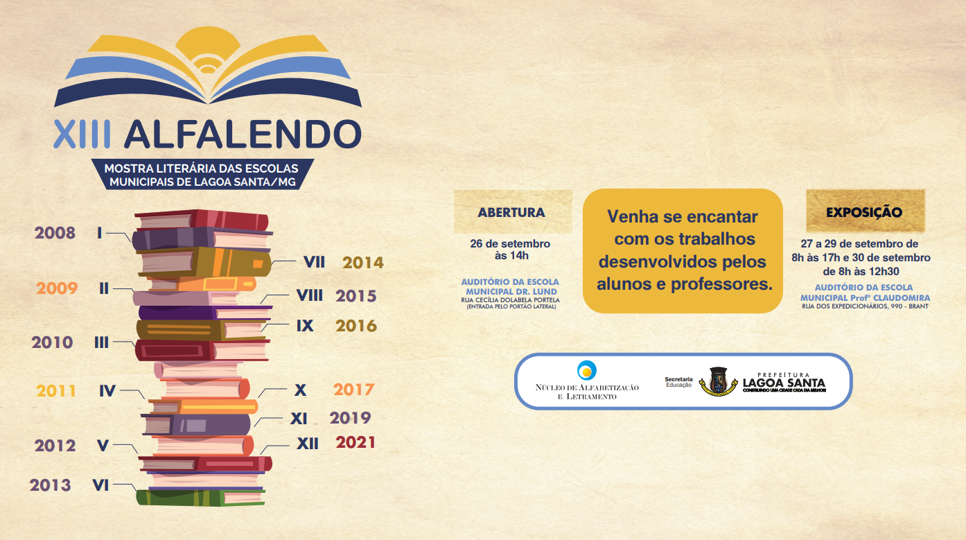 XIII Exposição ALFALENDO - Mostra Literárias das Escolas Municipais de Lagoa Santa - MG