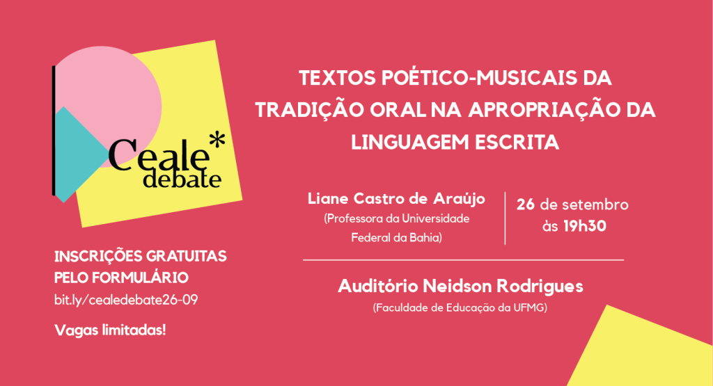 Ceale Debate de setembro abordará textos orais poético-musicais na apropriação da linguagem escrita